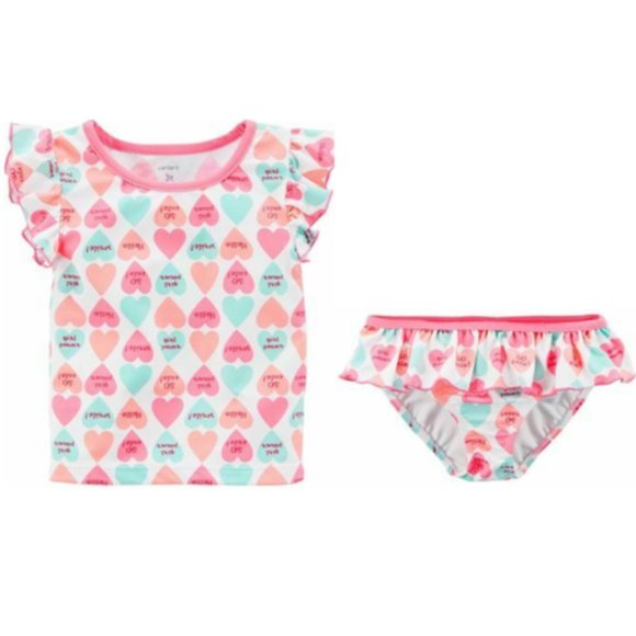 Carter's Toddler Girls 2-Piece Power Swim Set Heart UPF 50+ Lined Swimwe… - Picture 5 of 5